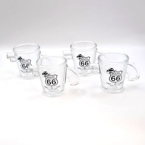 Four (4) Route 66 Glass 1 oz. Pistol Gun Shaped Shot Glasses - NWT Never Used